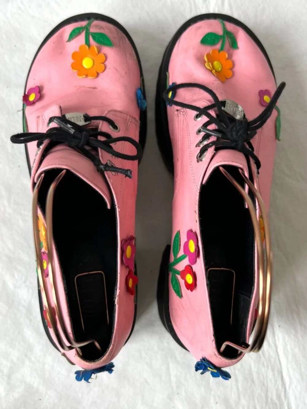 Delias Dolls Kill Pink Flower Platform Oxford Shoes womens size 10 block heel